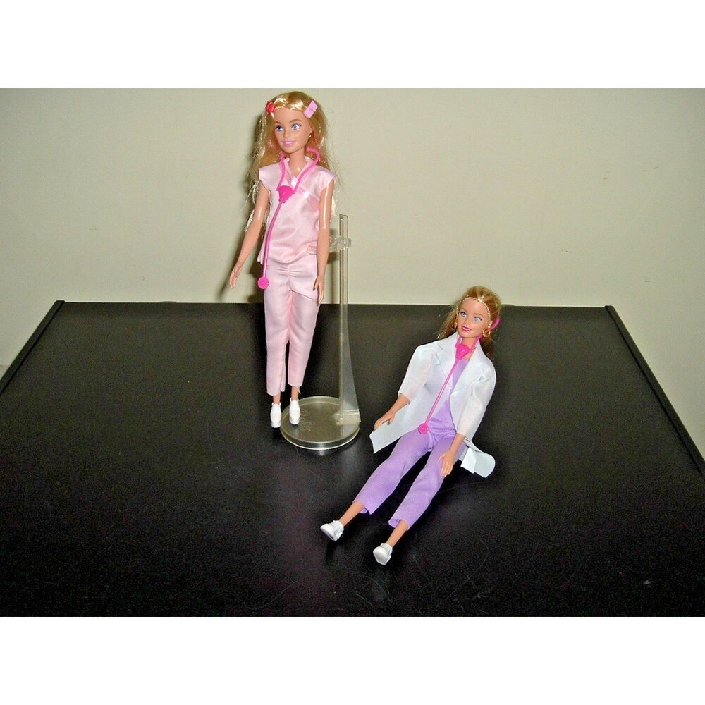 2 Barbie Dolls Lot 2015 You Can Be Anything Doctor Barbies with Stethoscopes